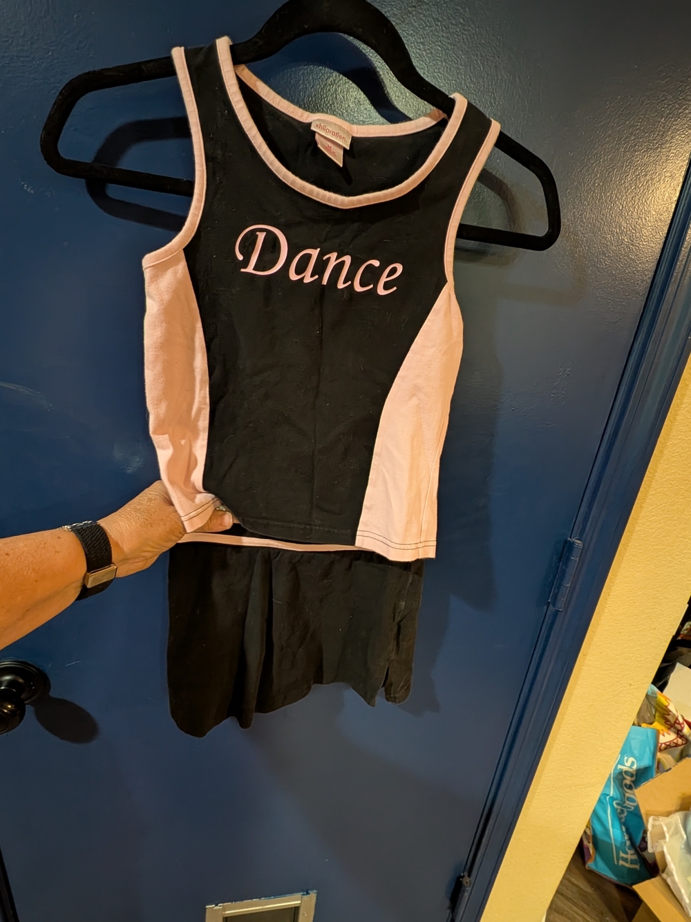 Xhilaration Girls Medium Dance Outfit Tank Top Skirt Skort Black Pink